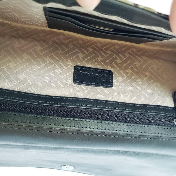 Cole Haan Patent Faux Leather Python Snake Skin Print Envelope Clutch Handbag - Picture 8 of 10